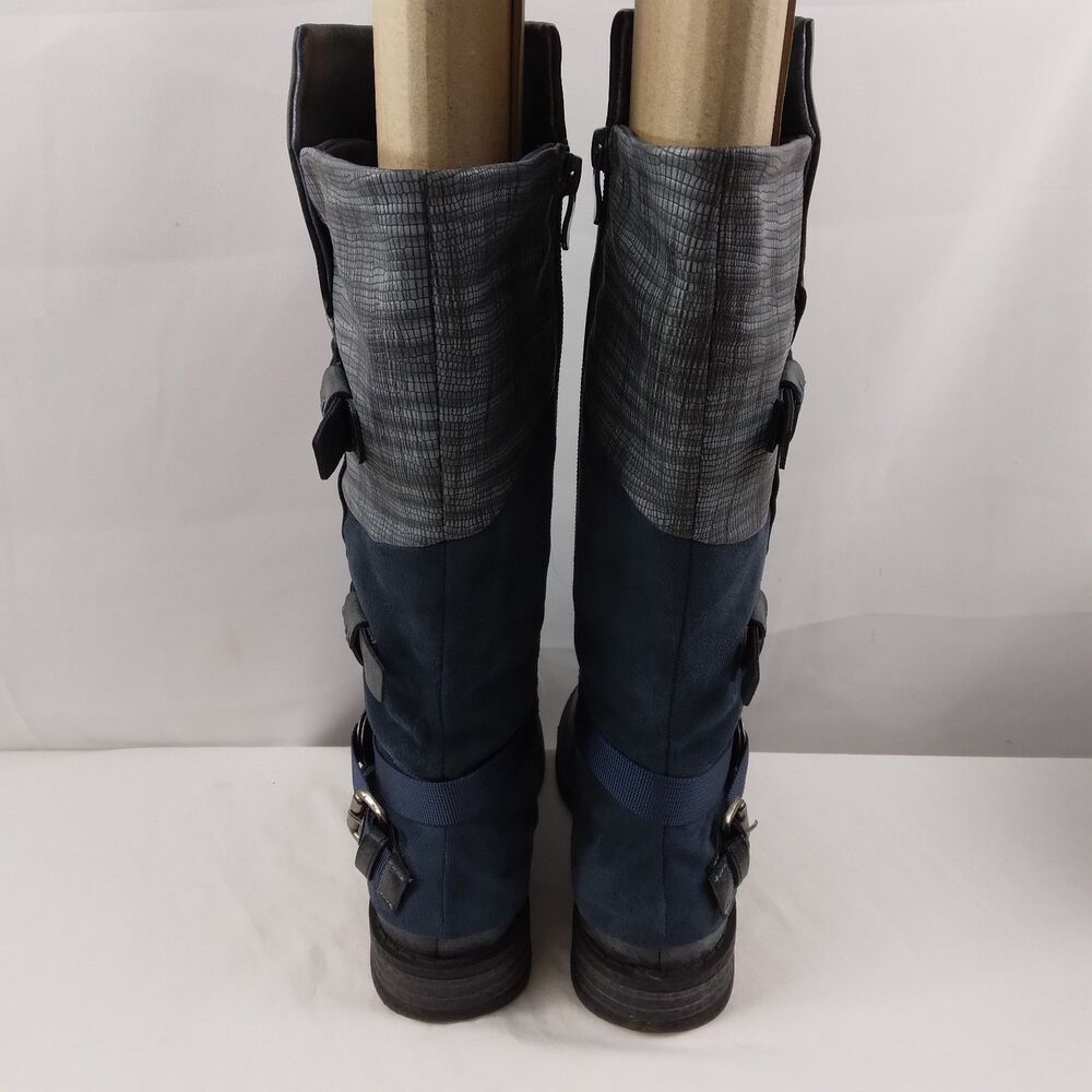 Rieker 92284-45 Franka Gray Blue Buckle Knee-High Boots Steampunk Size EU 37 6 - Picture 12 of 16